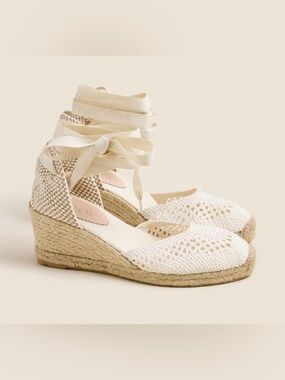 J Crew Made in Spain Lace Up espadrille wedges
